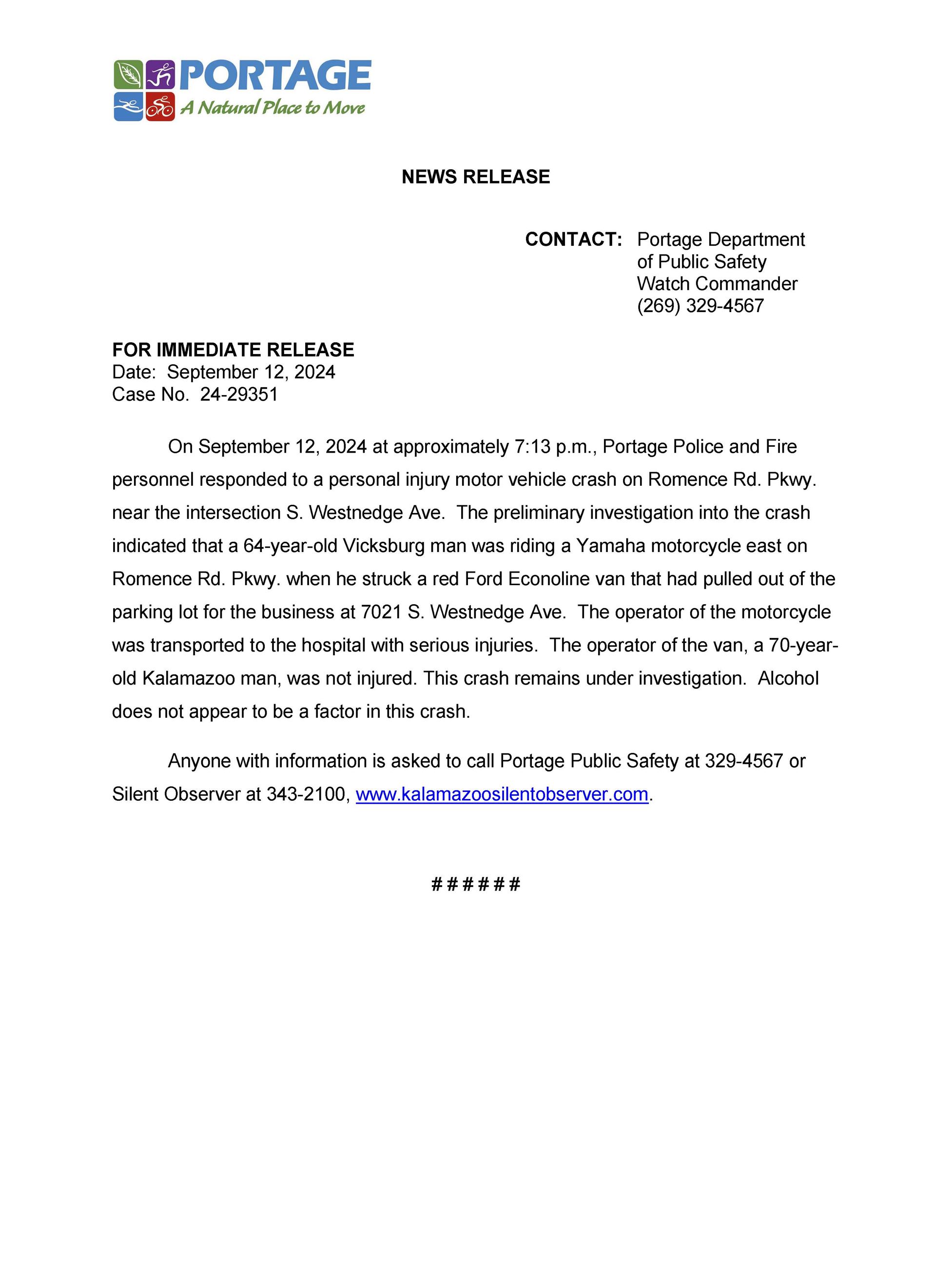 24-29351 Motorcycle v Van