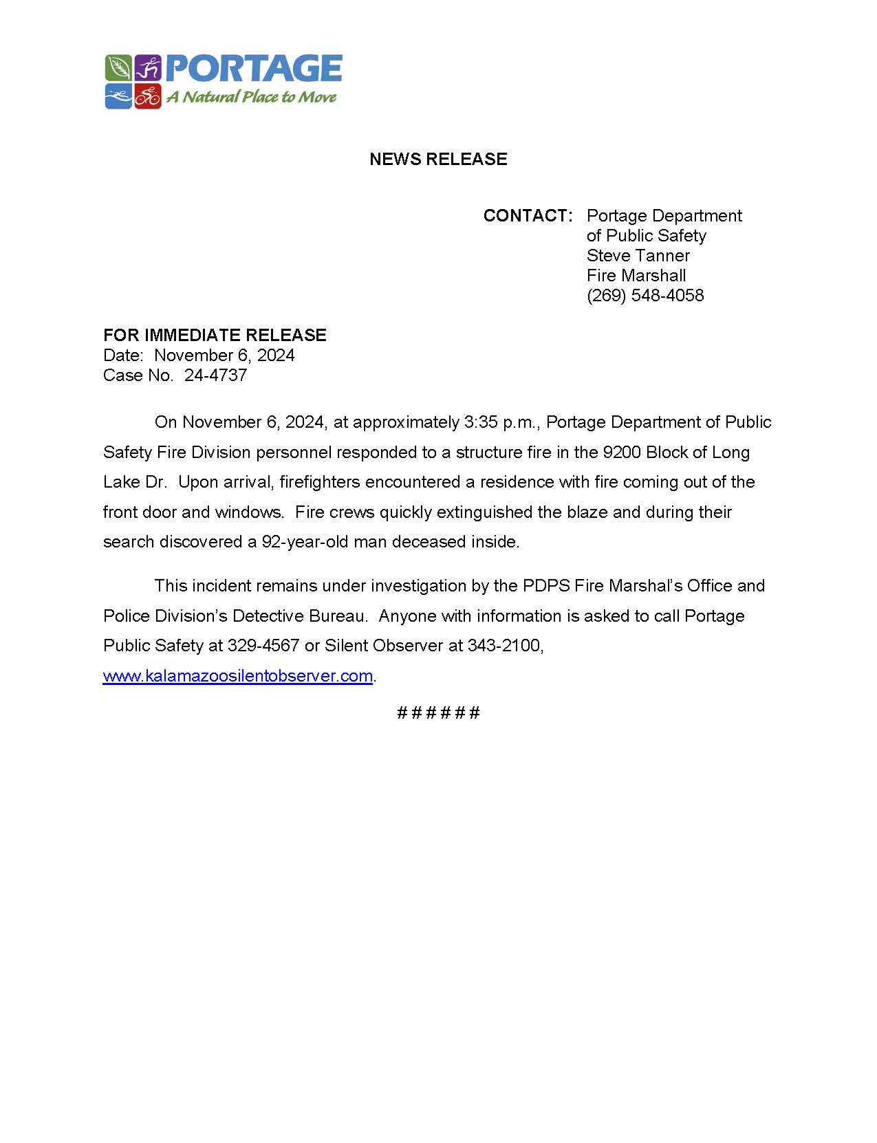 24-4737 Long Lake Dr. Fire