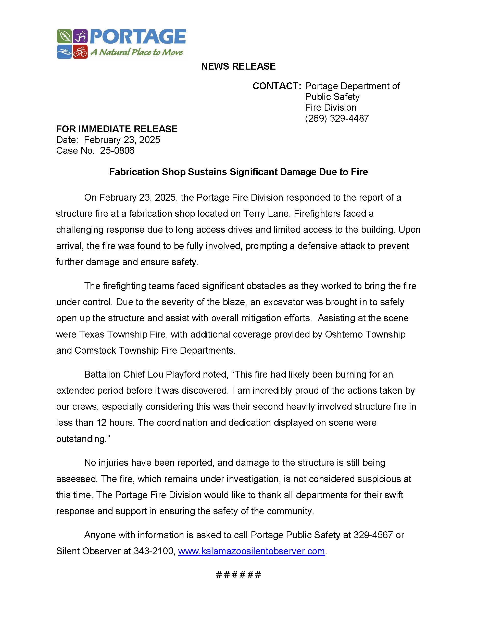 2025 02-23 Terry Lane Structure Fire