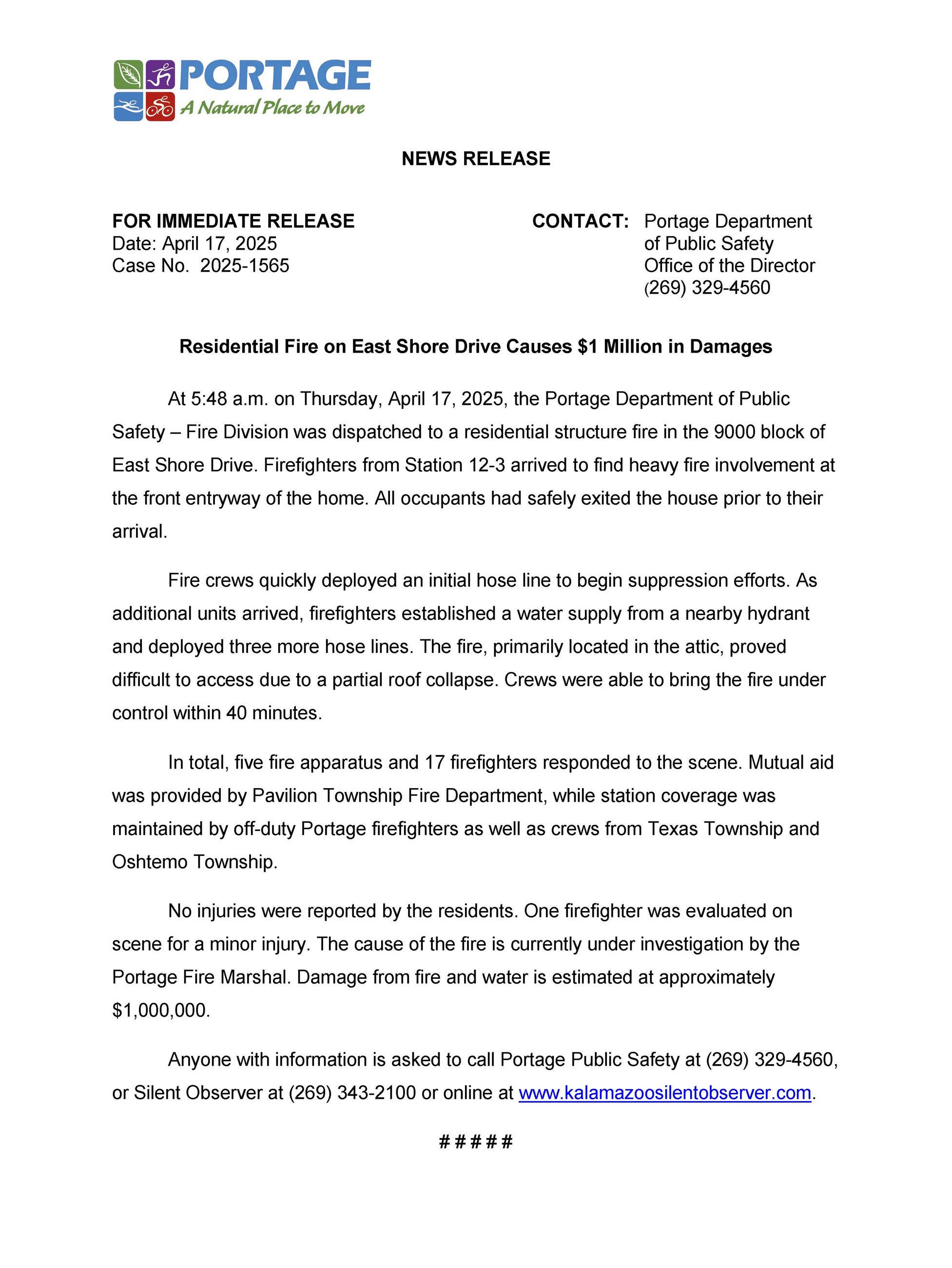 2025 04-17 Fire East Shore Dr 25-1565