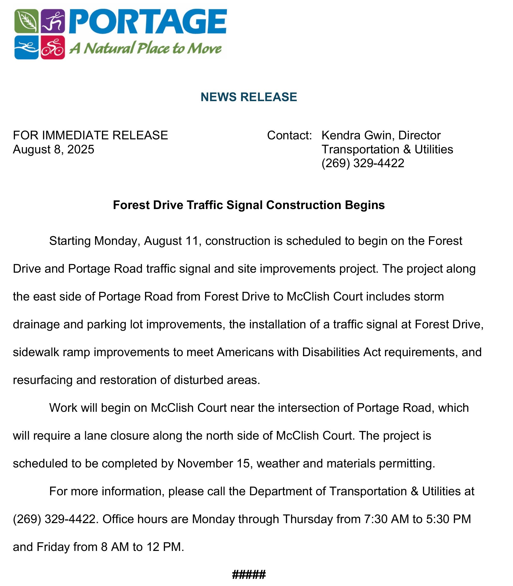 2025 08 - 08 Forest Drive Traffic Signal Construction Begins